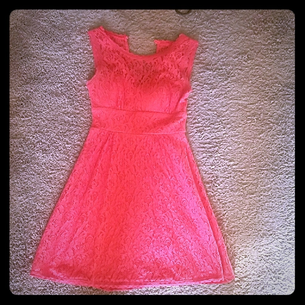 Coral lace dress